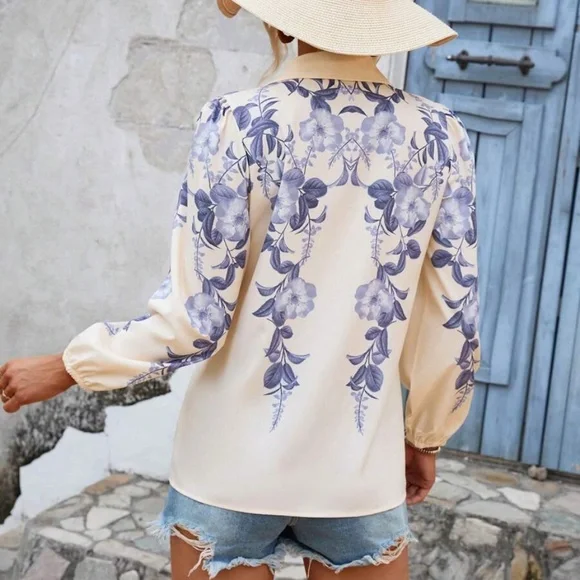 Boho Floral Print Button up Shirt - Picture 5 of 5